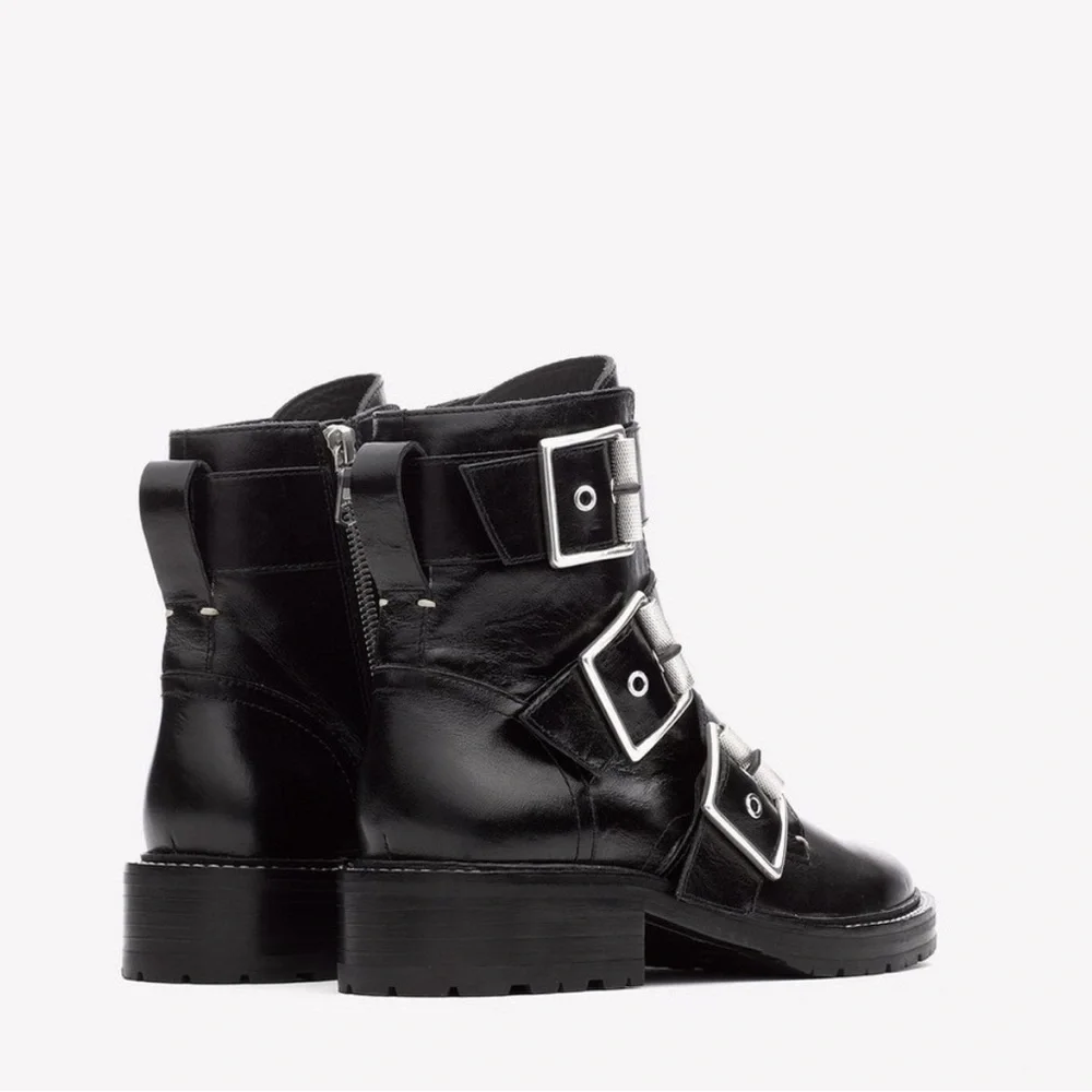 rag & bone Black Triple Buckle Combat Boots - Picture 2 of 10
